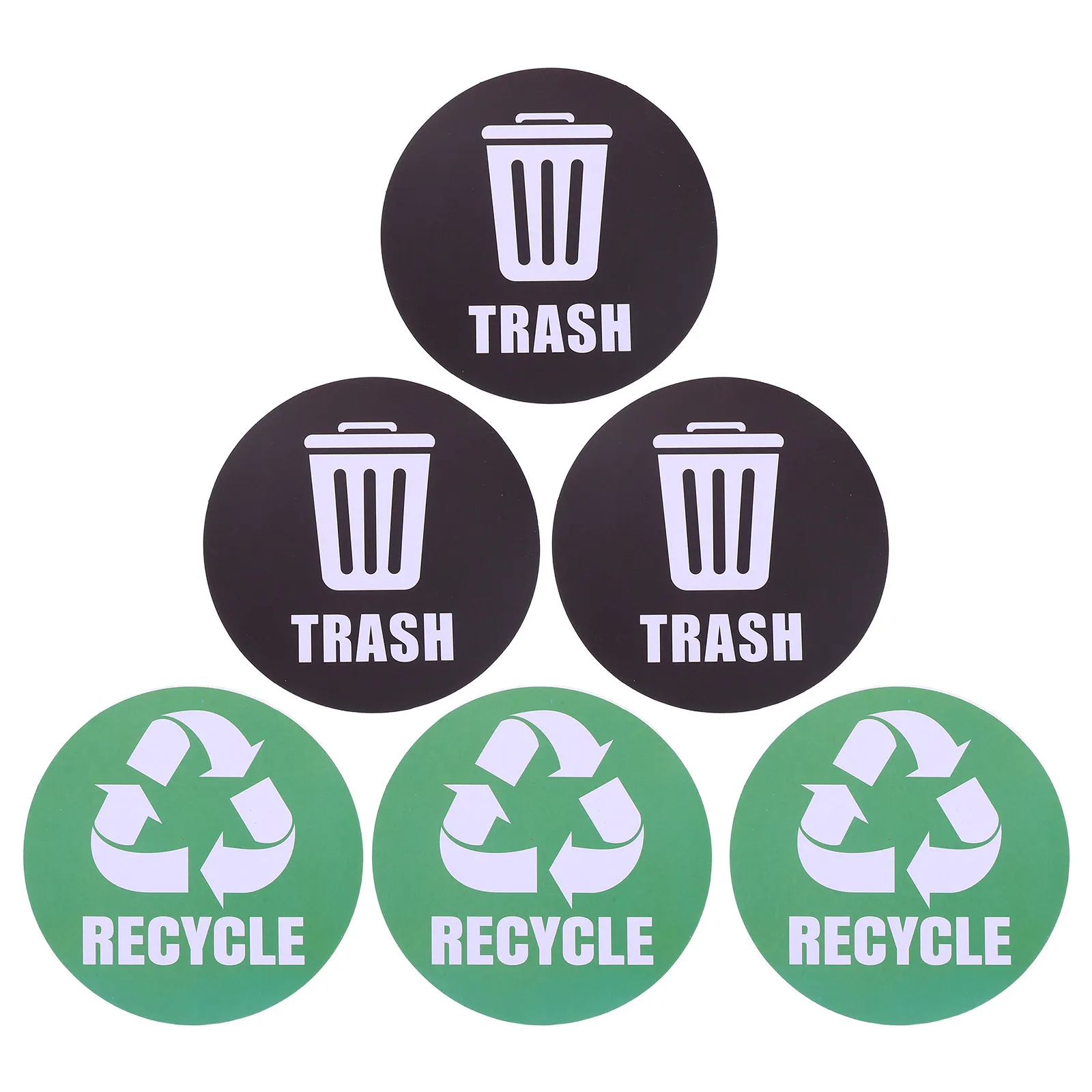 6Pcs Sorting Bin Stickers Heavy Duty Adhesive Garbage Reminder Labels Clear Color Coded for Kitchen Living Room Hotel Studio