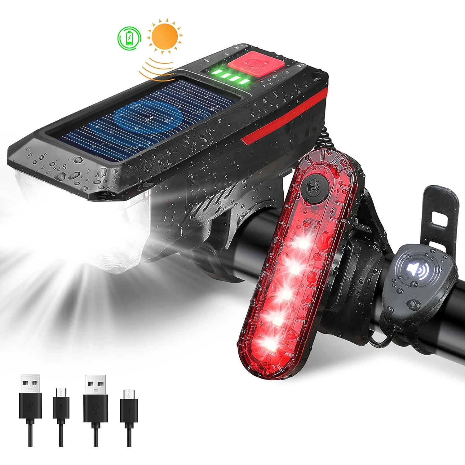 

2 Packs of Bicycle Front and Rear Lights, Super Bright Bicycle Lights for Night Cycling, Upgraded USB Charging Led Bicycle Lights, Headlights and Tail Lights for Men and Women