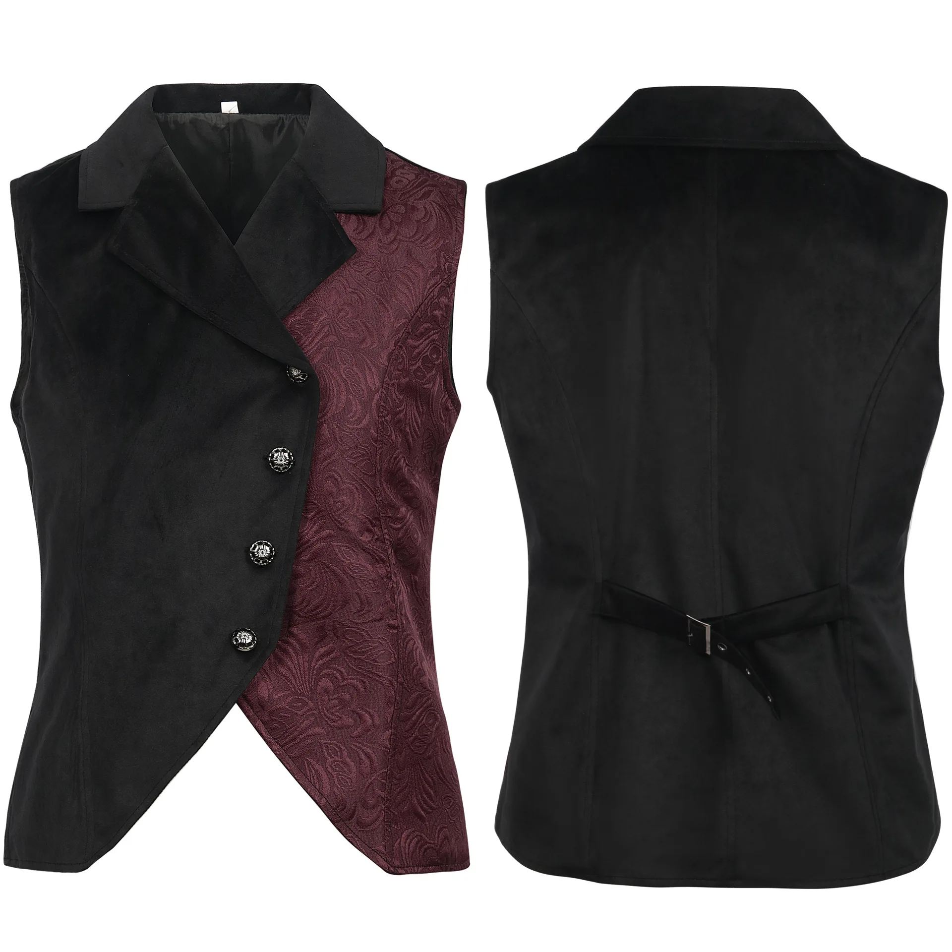 

Gothic Steampunk Men's Brocade Vest Medieval Victorian Court Noble Gentleman Waistcoat Carnival Tea Party Knight Costume