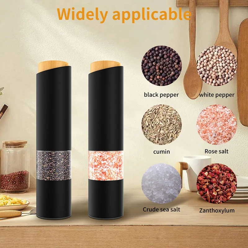 

Automatic Salt Pepper Mill Grinder Electric Grinder Adjustable Coarseness Battery Powered LED Light