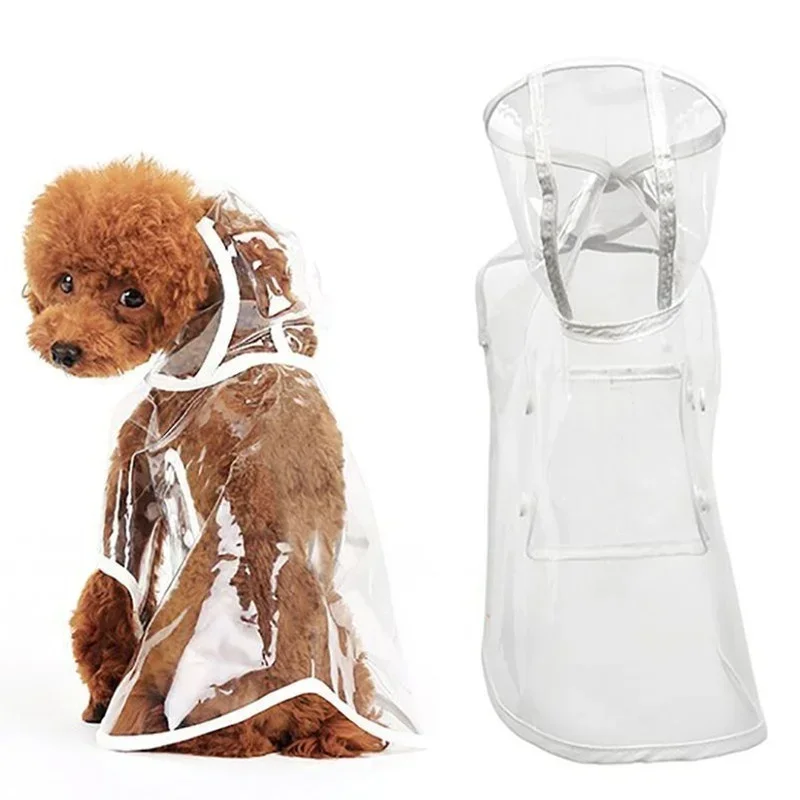 Pet Dog Puppy Transparent Rainwear Raincoat Pet Hooded Waterproof Jacket Clothes