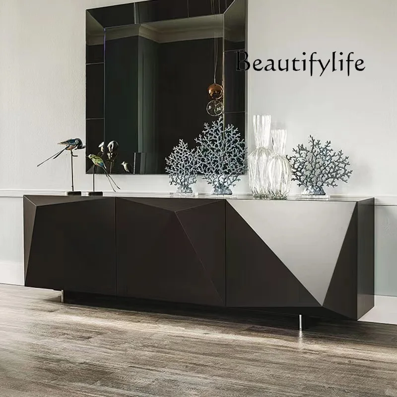 

Modern light luxury design side cabinet wooden skeleton with splint high-end cabinet hotel villa locker