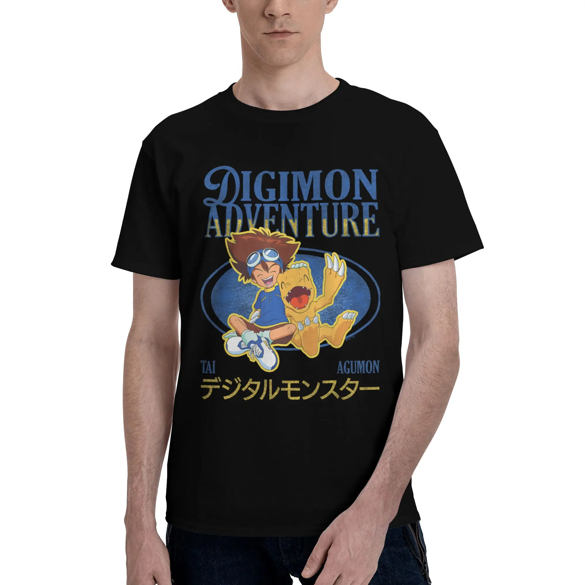 Digimon 40 Graphic Funny 100% Cotton T-Shirt Bandai Tops Tees For Men