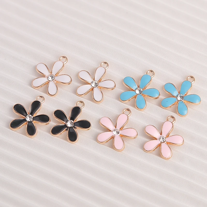 10 Stück 13x16mm süße Emaille Pflanze Blume Charms Anhänger für Schmuck Tropfen Ohrringe Halsketten Armbänder DIY Handwerk machen Erkenntnisse – Detail 8