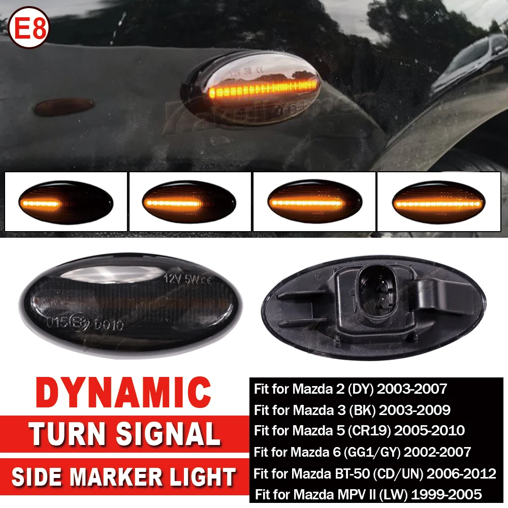 Para MAZDA 2 3 5 6 BT-50 MPV II señal de giro luz de posición lateral LED intermitente dinámico repetidor intermitente 2006 2007 2008 2009 2010