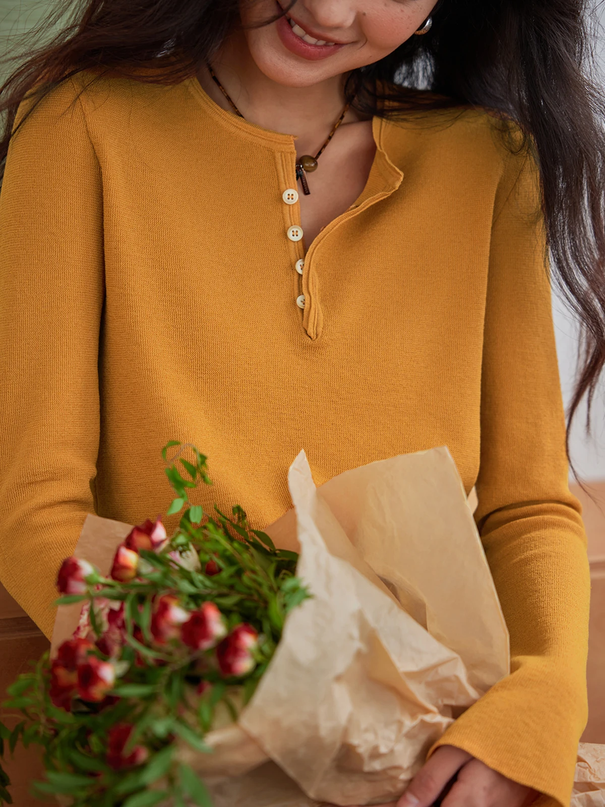 

Женский льняной трикотажный топ Solighter с круглым вырезом и длинными рукавами, базовый слой, винтажный стиль, для повседневной носки, из полиэфирного волокна, стандартный крой