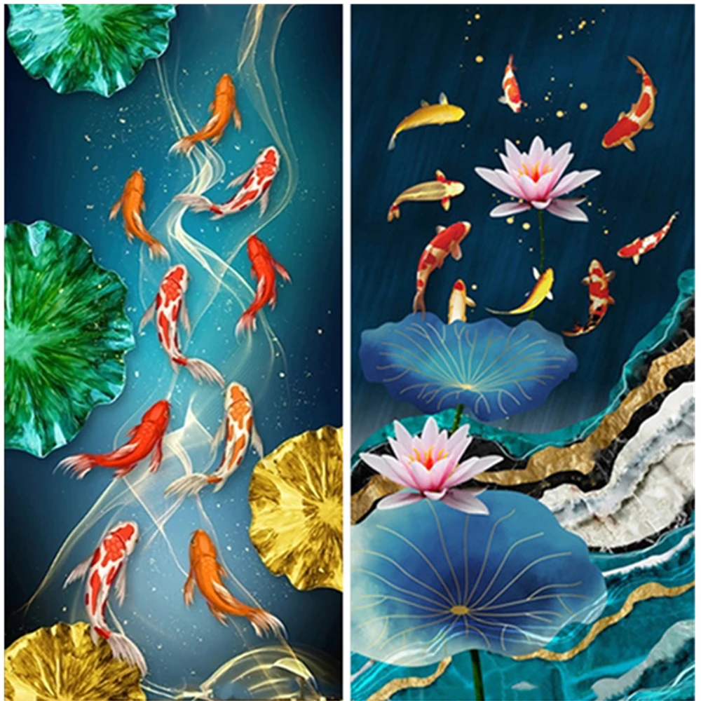 Animal Swimming Goldfish DIY 5D Diamond Painting Full Drill Square Embroidery Mosaic Art Picture Of Rhinestones Home Decor Gifts