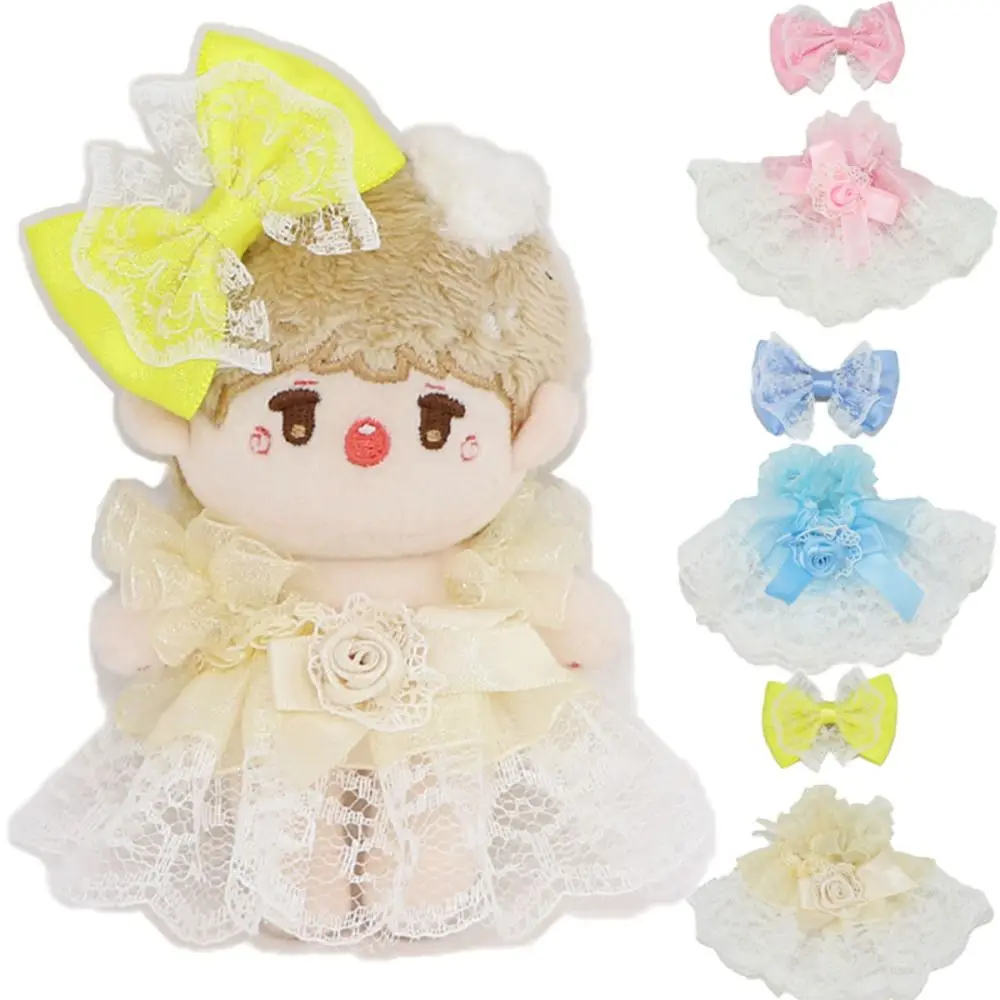 10CM Doll Clothes Bowknot Headdress Replacement Outfit Multicolor Doll Lace Dress Suit Changing Dressing Game Playing House