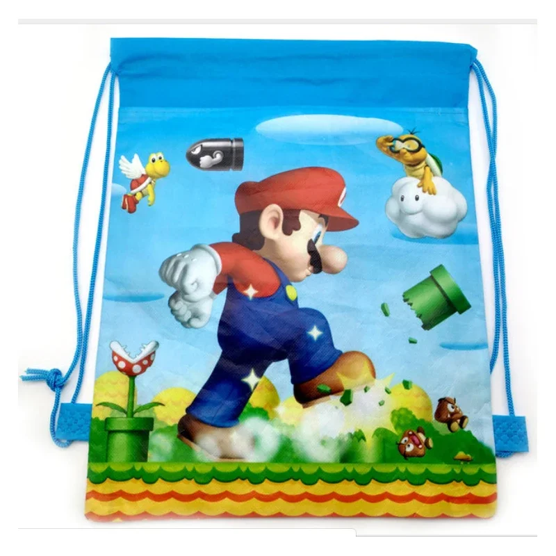 Super Mario Cute Cartoon Drawstring Bag Kids SchoolBags Anime Trendy Waterproof Backpack Waterproof Bookbag Student Backpack New