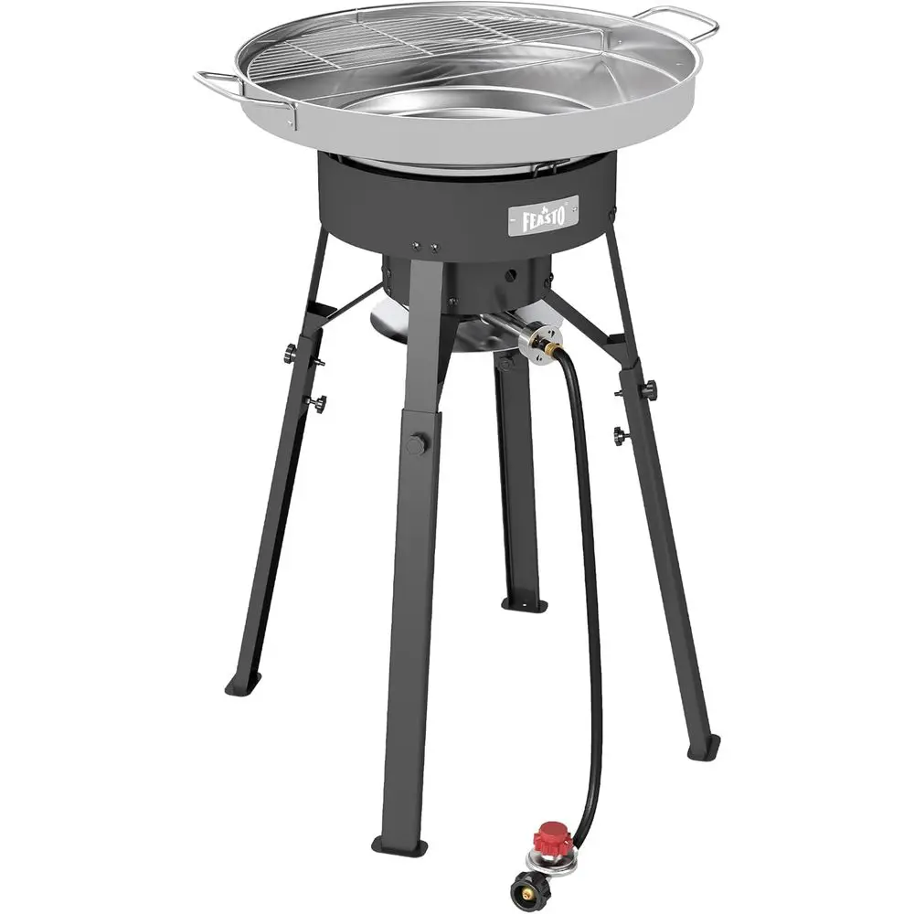 Juego de Comales de Acero Inoxidable 23, Cocedor Discada, Quemador de Paella de 54.000 BTU, Soporte Ajustable para Cocinar al Aire Libre