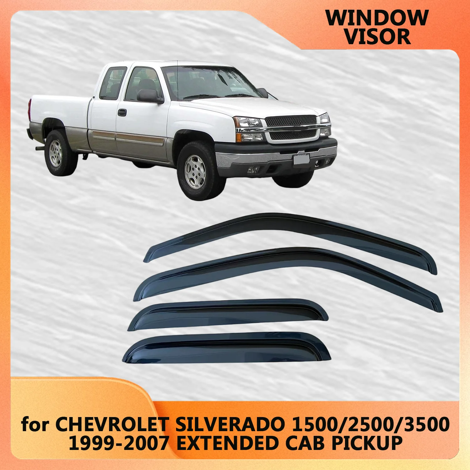 

Оконный козырек для CHEVROLET SILVERADO 1500/2500/3500 1999-2002 2003-2007 EXTENDED CAB PICKUP, ветровые дефлекторы, защита от дождя, двери