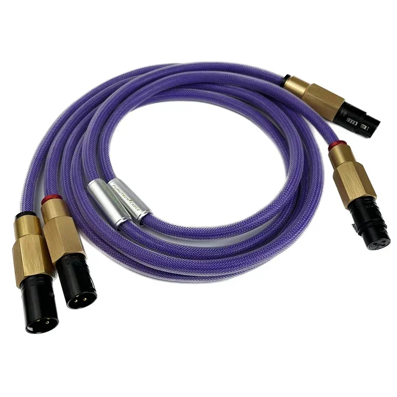 Pair Purple XLR Balanced Cable Male To Female Furutech FA-220 OCC Copper HiFi Audio Interconnect Line