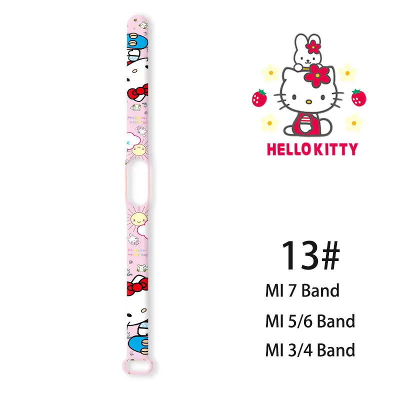 Sanrio Cartoon Strap Hello Kitty For Xiaomi Mi Band 7 6 5 4 3 NFC Silicone Bracelet Replacement Smart Sports Fitness Wrist