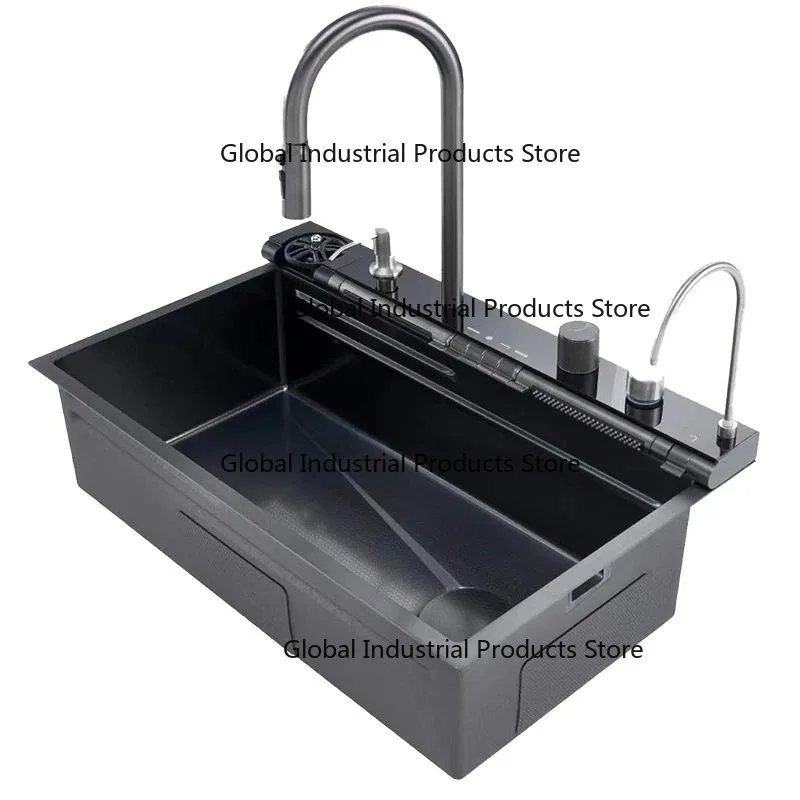 

304 Stainless Steel Sink Kitchen Large Single Slot Digital Display Raindance Waterfall Sink Piano Button Honeycomb