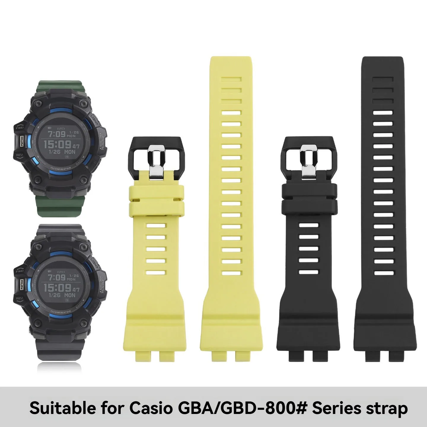 

Replacement Strap for Casio GBA-800 GBD-800 Series, Men's Sports Silicone Resin Watch Band, Waterproof Watch Accessory