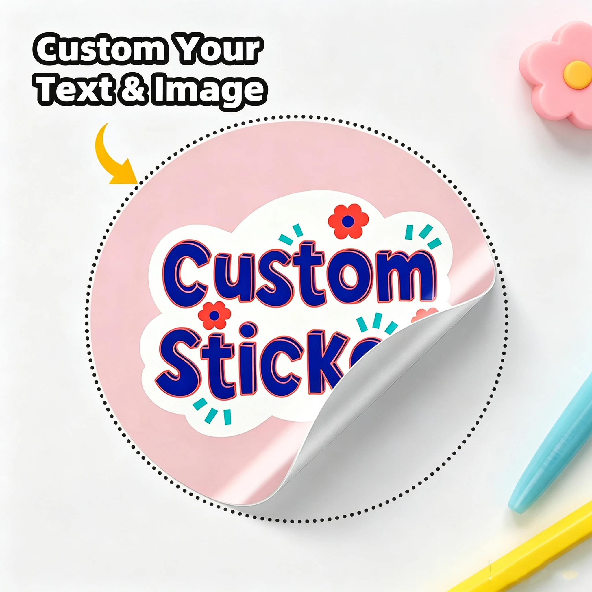 1-120PCS Custom Round Stickers with Personalized Text & Images for Gift Bags,Tumblers,Laptops,Phone Cases&Party Favors Labels