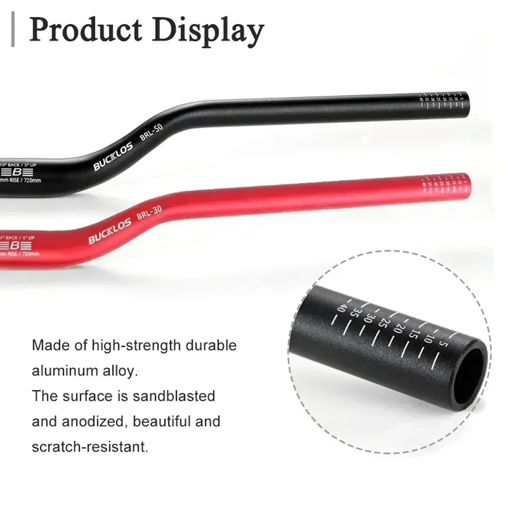 BUCKLOS Mountain Bike Handlebar 31.8mm 25.4mm Bicycle Riser Bar 620/660/720/780mm Aluminum Alloy MTB Cycling Parts