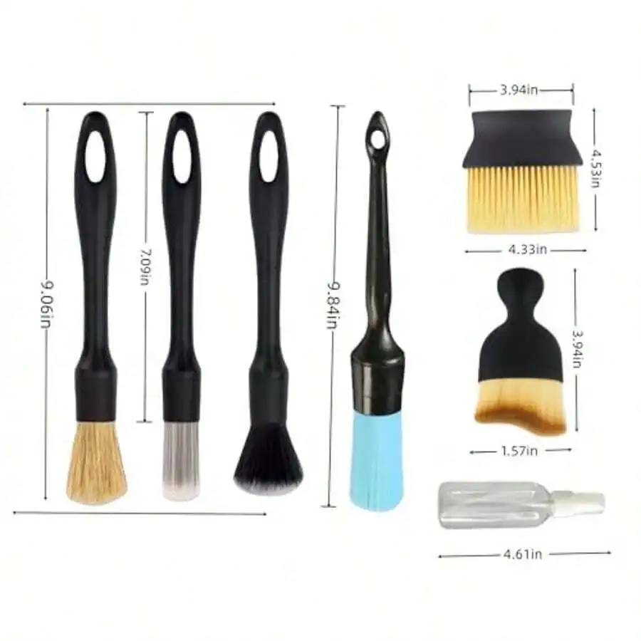 7PCS Car Beauty Brush Set, Cleaning Brushes For Car Interior Or Exterior, Dust Removal And Cleaning Tools, Suitable For Logos,