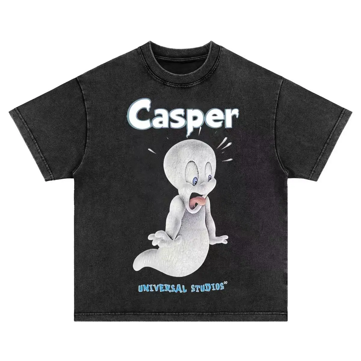 Vintage T-shirt Casper American Vintage Wash Makes Old Long and Short Sleeved T-shirt Hoodies for Men and Women The Same Trend