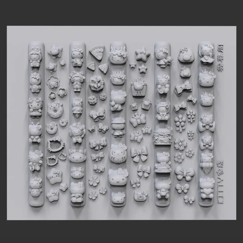 3D 네일아트 실리콘 몰드 클래식 헬로키티 마이멜로디 포차코 조형 템플릿 네일 부품 스텐실 DIY 매니큐어 디자인용
