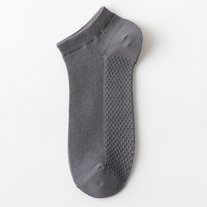 

Socks Men's summer thin solid color sweat-absorbing and deodorant short socks pure cotton thin mesh short men's socks