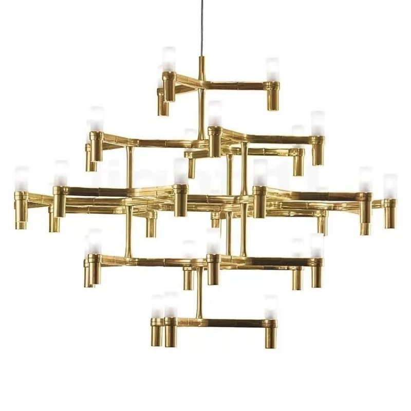 

Nordic modern fashion simple villa high hall lamps creative duplex building jump stairs chandelier