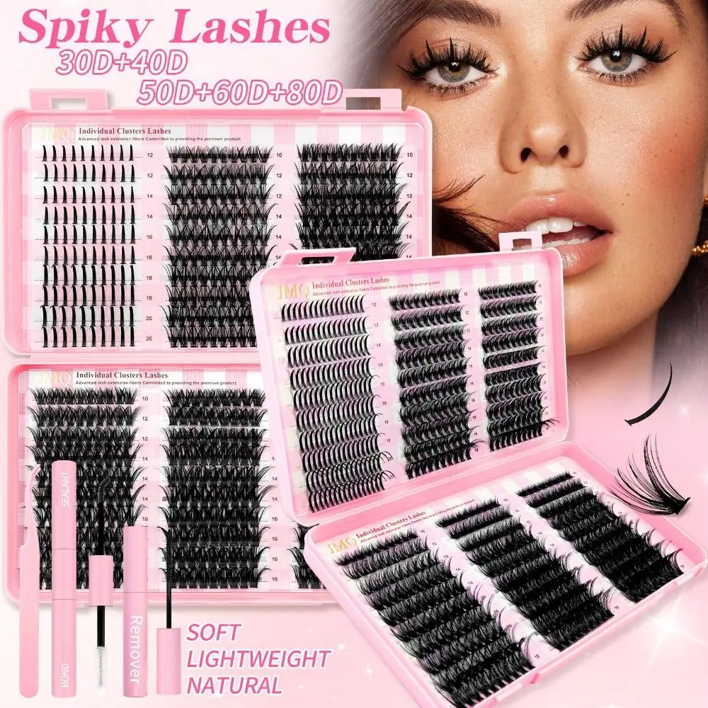 9-16mm Lange Künstliche Wimpern Natürlicher Look Wispy-Stil DIY Wimpernverlängerungs-Set Flauschige Cluster Volumen-Fächerwimpern