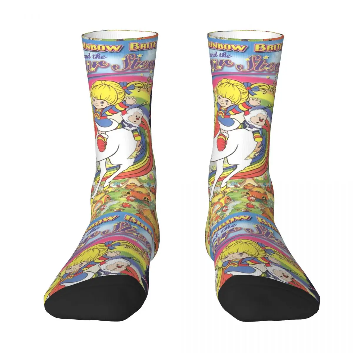 Rainbow Brite Horse Socks Cartoon Television Harajuku Stockings Autumn Non Skid Men Socks Quality Printed Running Socks