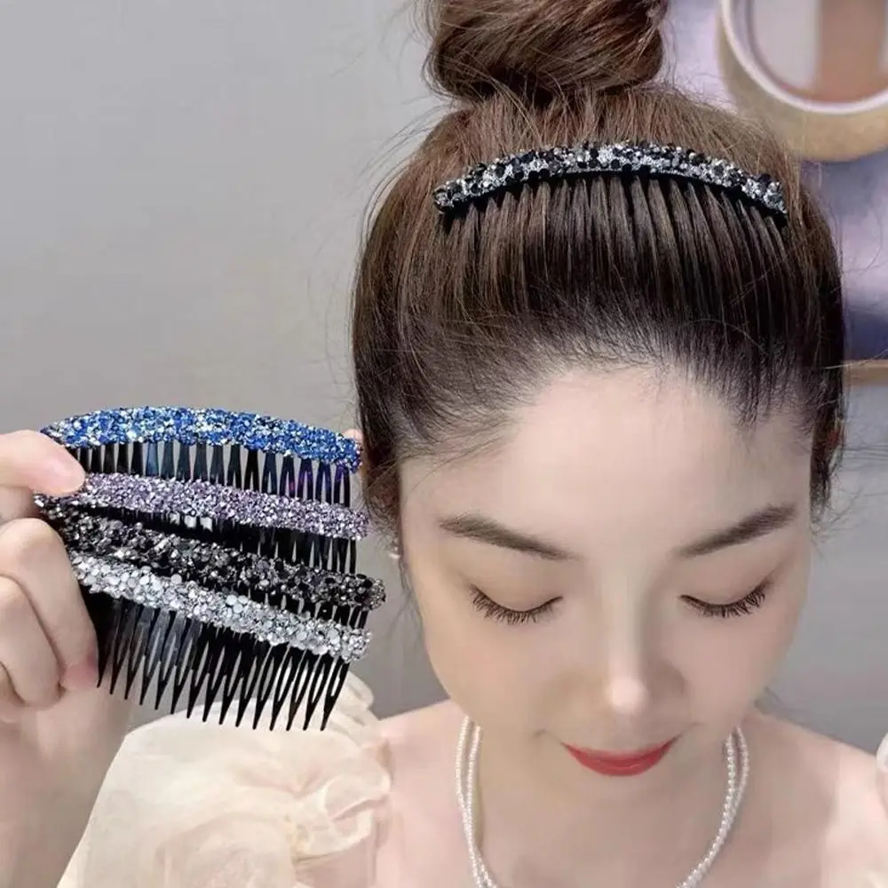 Korean Invisible Rhinestone U Shape Hair Comb Shiny Hairband Hair Styling Accessory Head Headdress Broken Hair Finishing Tools