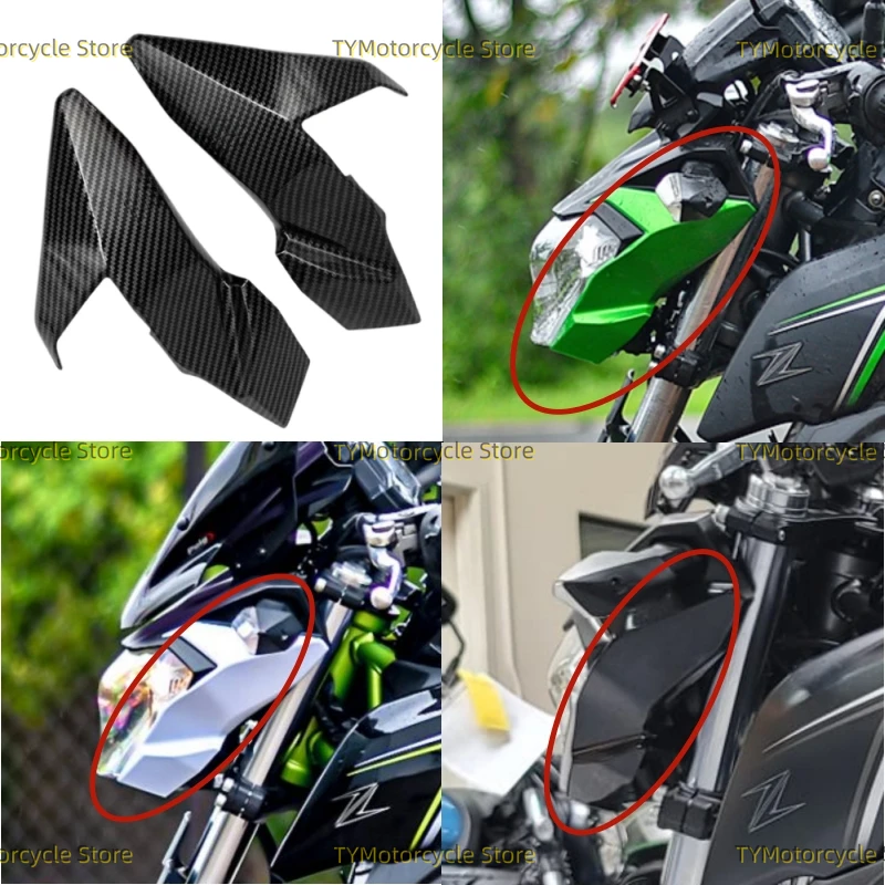 

Motorcycle Front Headlight Upper Side Cover Head Cowl Nose Fairing Fit for Kawasaki Z650 2017 2018 2019