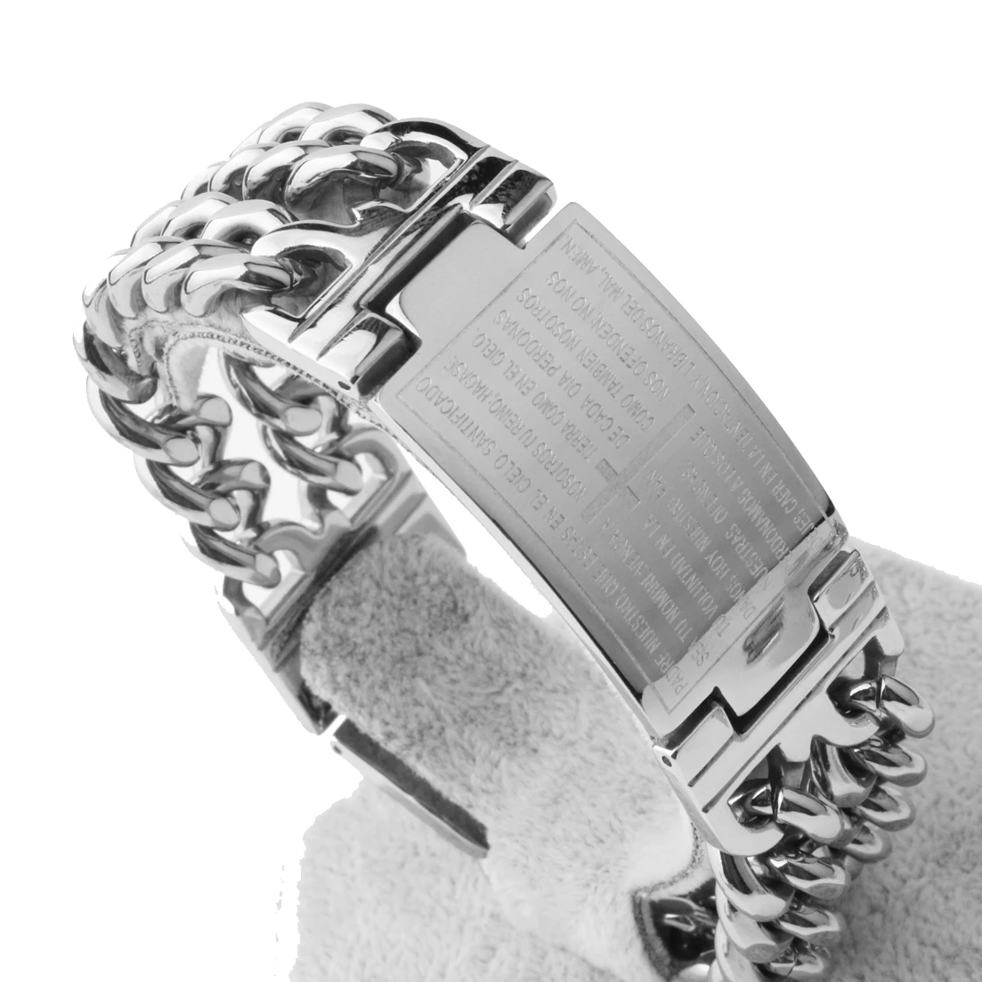 Charming Mens Bible Cross ID Bracelet 316L Stainless Steel Silver color Polishing Bracelet For Men Wholesale 8.85\