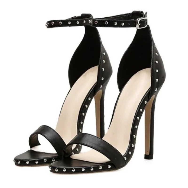 Sexy Rivet Thin Heels Women's Sandals with Breathable Ankle Straps for Party High Heels Sandal