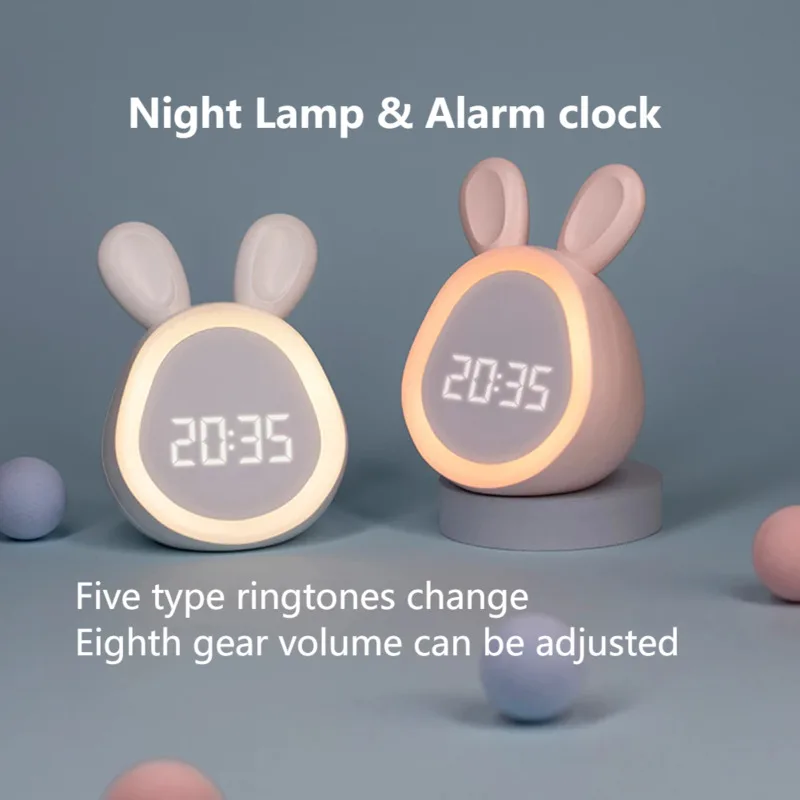 

Kids Intelligent Alarm Clock With Night Light Cute Rabbit Stepless Dimming Led Light Alarm Clock For Intelligent Program Control