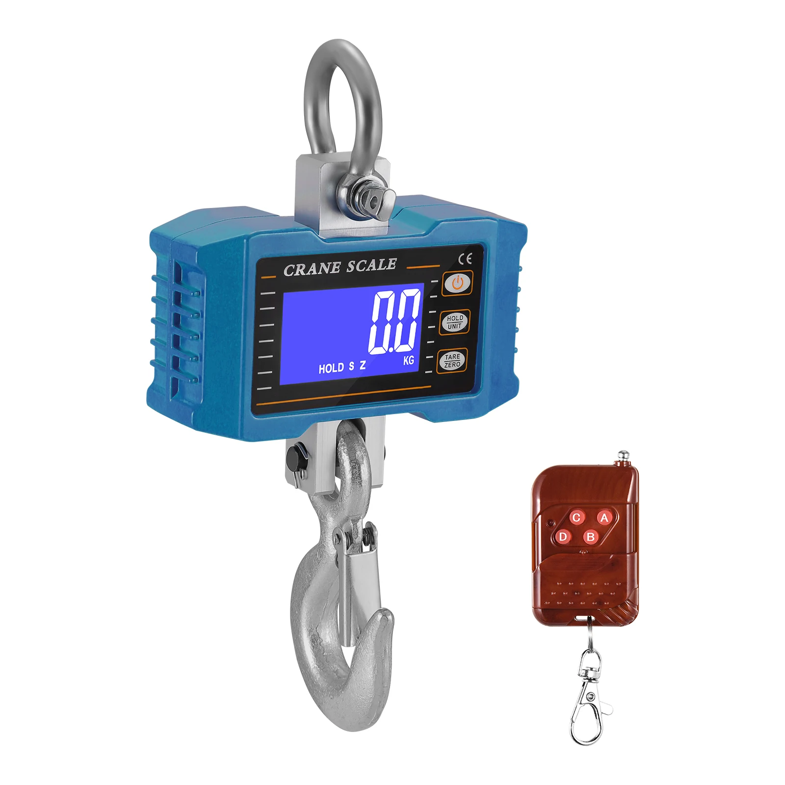 Hanging Crane Scale 1000kg 2200lbs LCD Backlight Digital Rechargeable Heavy Industrial Hanging Hook Scales with Remote Control