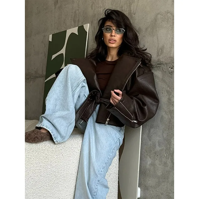 مع سترة جلدية بحزام، سترة نسائية ربيعية أوروبية وأمريكية، سترة جلدية أنيقة بحزام ريترو أمريكي للدراجات النارية #2