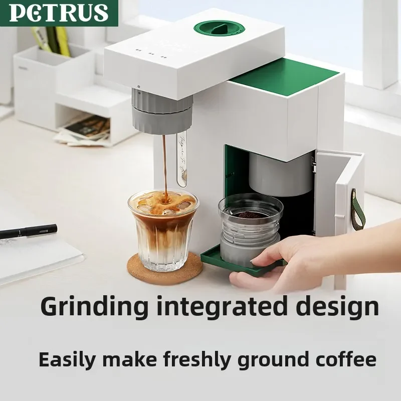 Petrus Abox Portable Coffee Maker PE3618 Small Home Espresso Fully Semi-automatic Grinding Integrated Coffee Machine 220V