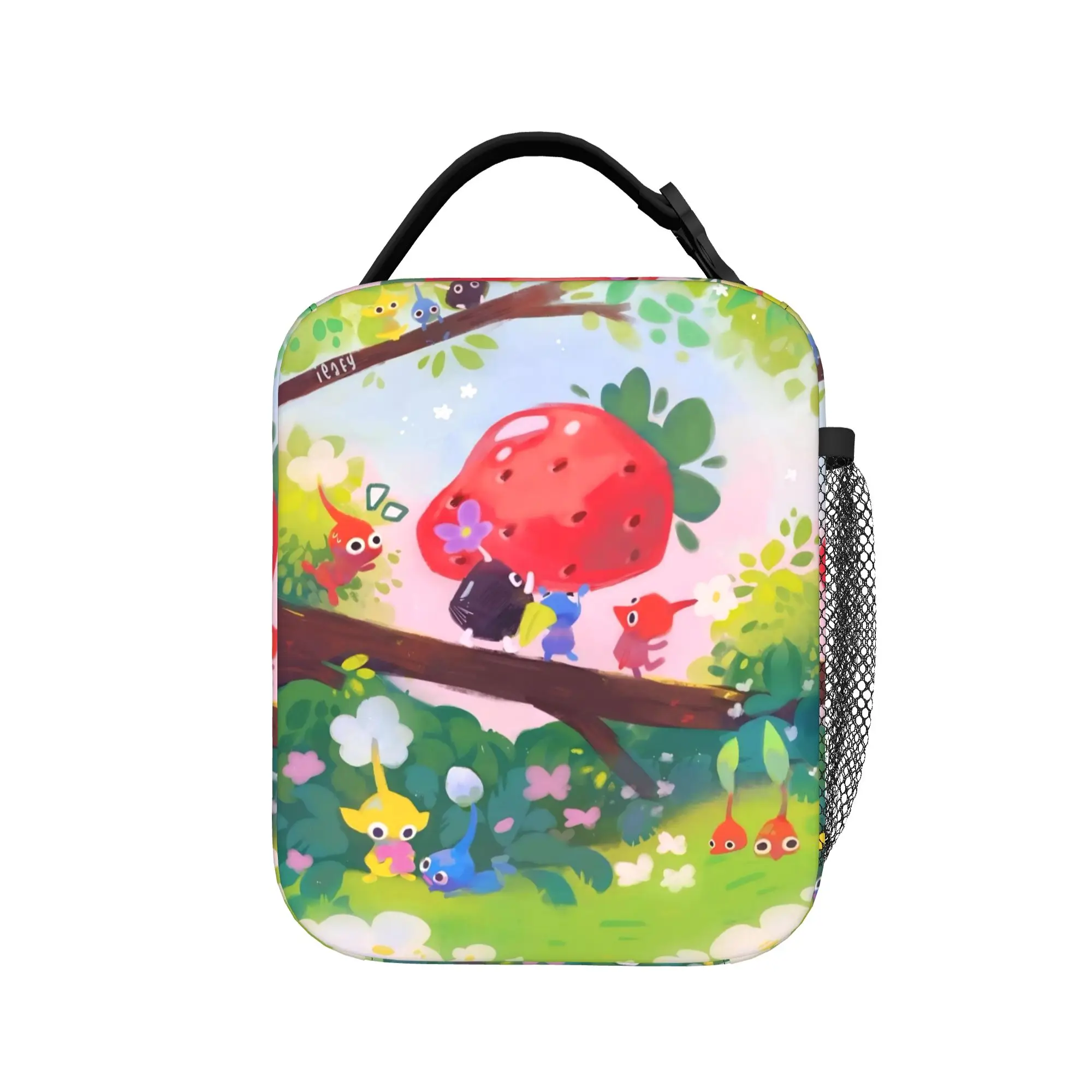 

Сумка для обеда с мультяшным принтом Kawaii Pikmin для взрослых, дизайнерская сумка для обеда, повседневная офисная сумка-холодильник, портативная водонепроницаемая сумка-тоут для еды