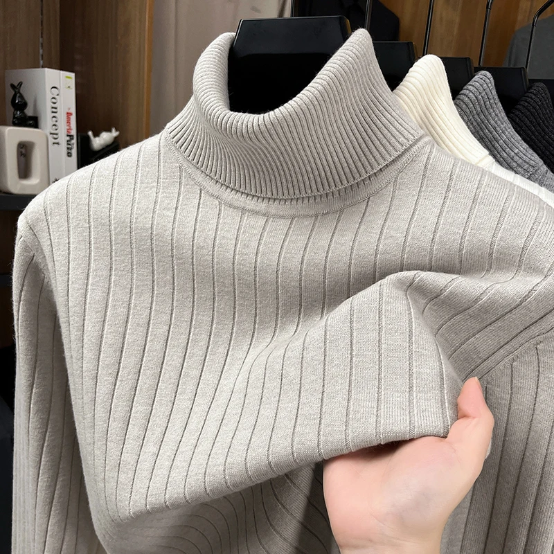 عالية الجودة رجالي جديد الخريف/الشتاء سترة عالية الرقبة متماسكة شريط بريطانيا قاعدة طبقة الترفيه تنوعا الدافئة سترة الموضة