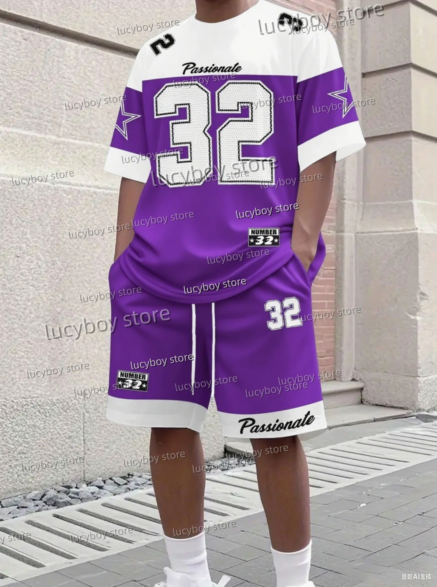 الكبار الرياضة الركض حجم كبير رياضية 2 قطعة مجموعة الرجال كتلة اللون رقم 32 عاطفية طباعة تي شيرتات قصيرة الاكمام مجموعة تي شيرتات قصيرة للأطفال