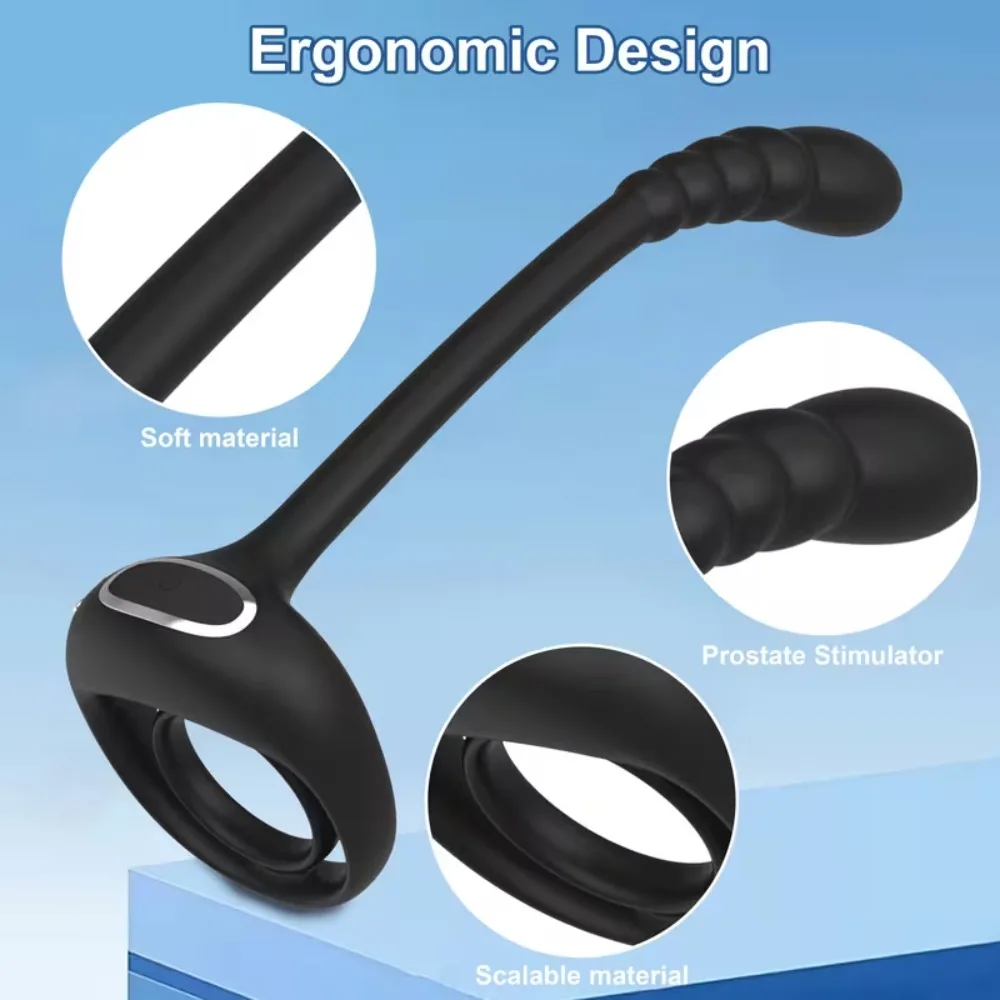 APP Remote Control Cockring Ring Vibrator for Men Testicle Massage Prostate Stimulate Anal Butt Plug Masturbator Adult Sex Toy view 4