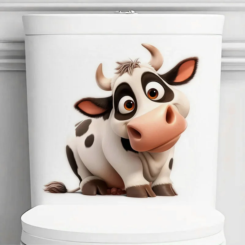 MT897# Funny Quirky Cows Decal Bedroom Entryway Living Room Porch Home Decoration Wall Stickers, Removable Toilet Stickers