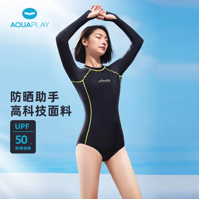 

AquaPlay 2025 Unique Line Design Women One Piece Swimsuit Quick Drying UPF50+ Rash Guard Surfing Suit High End Racing Swimsuit