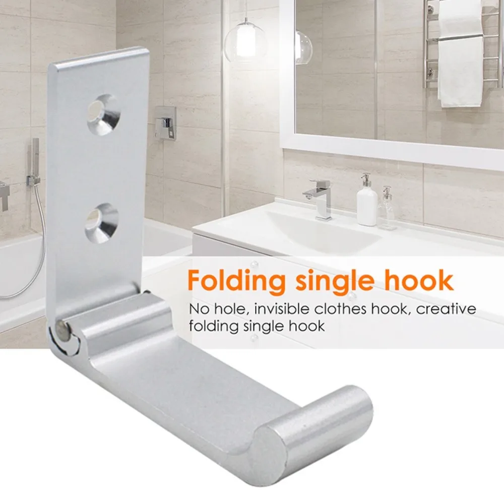 Folding Hooks Wall Door Clothes Coat Hat Bags Hangers Aluminum Alloy Kitchen Bathroom Rustproof Towel Hooks Foldable Single Hook