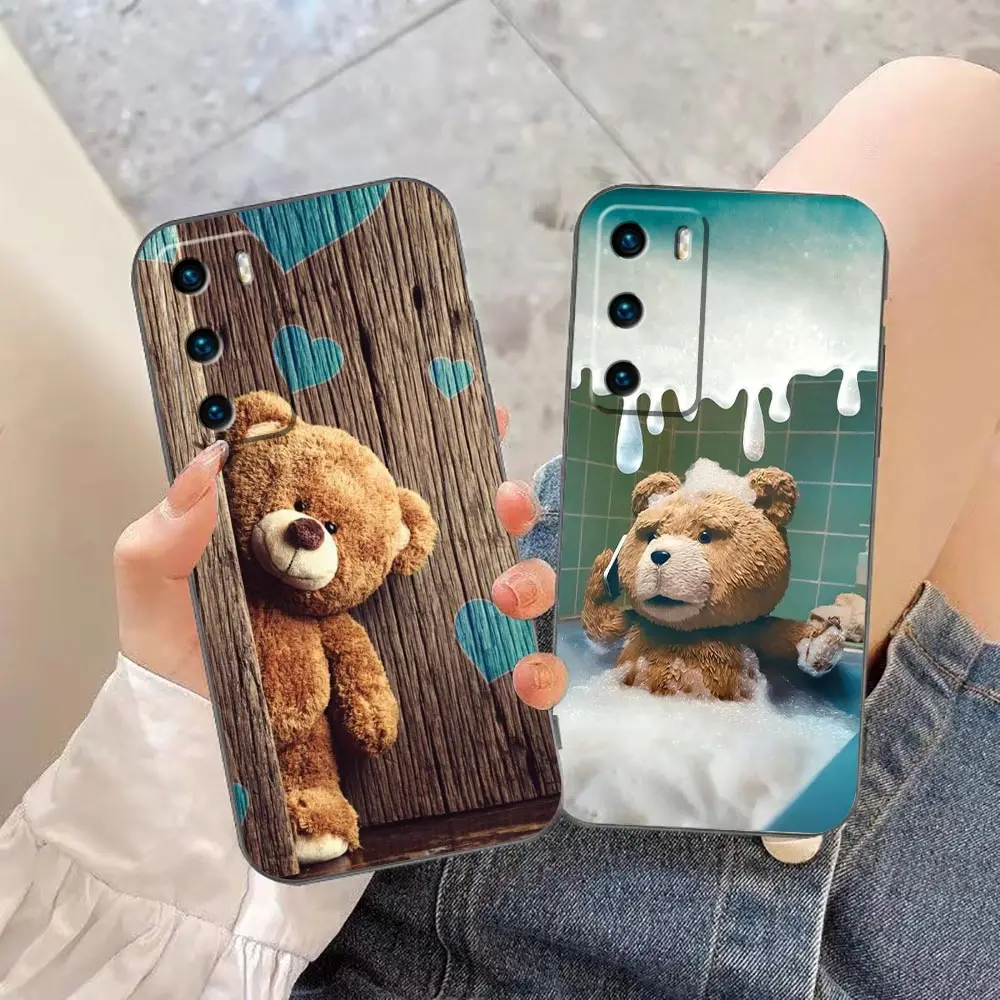 Naughty Cute T-Teddy Bear Phone Case For HUAWEI P50 P40 P30 P20 Plus MATE 40 50 30 20 20X Pro Lite Case Funda Coque Shell Capa