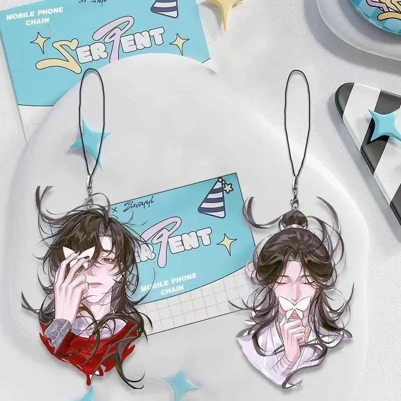 Heaven Official's Blessing Xie Lian Hua Cheng Cosplay Acryl Schlüsselanhänger Figur Anhänger Seil Telefon Schlüsselanhänger Kette Zubehör Prop