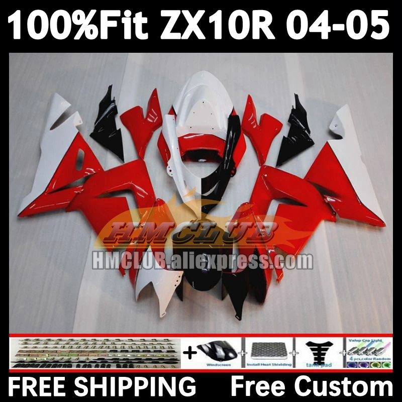 Injection Body For KAWASAKI NINJA ZX 1000 ZX 10R 10 R ZX-10R red white 167No.13 ZX1000CC 1000CC ZX10R 04 05 2004 2005 Fairing