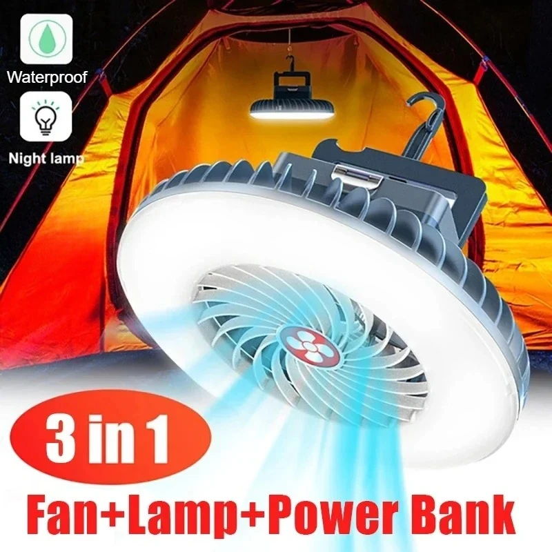 

Portable LED Camping Light 3 in 1 Outdoor Tent Lamp USB Rechargeable Emergency Multifunctional Night Market Light for BBQ Hiking
