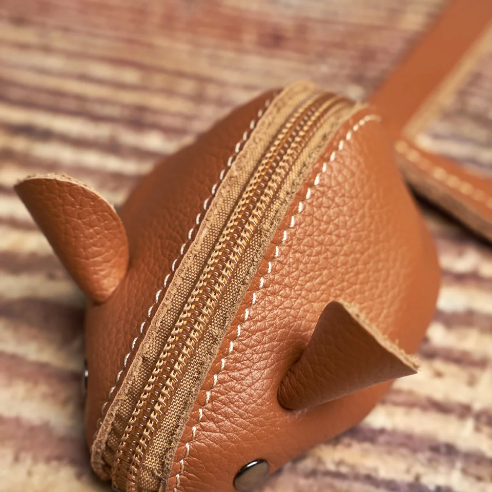 Vintage Mini Geldbörse Echtes Leder Kleine Geldbörse Männer Frauen Braun Mode Niedliche Maus Aufbewahrungstasche Trend Reißverschlusstasche NUPUGOO – Detail 26