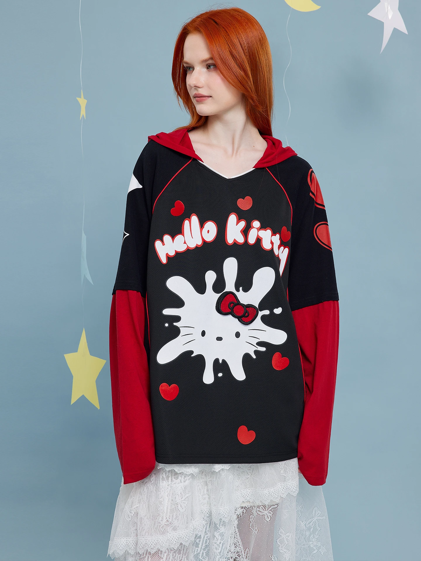 

OoofYang Waterdrop Ball Game Casual Long Sve Hoodie Fun Cartoon Print Slimming Outerwear Polyester Spandex Commute Sle