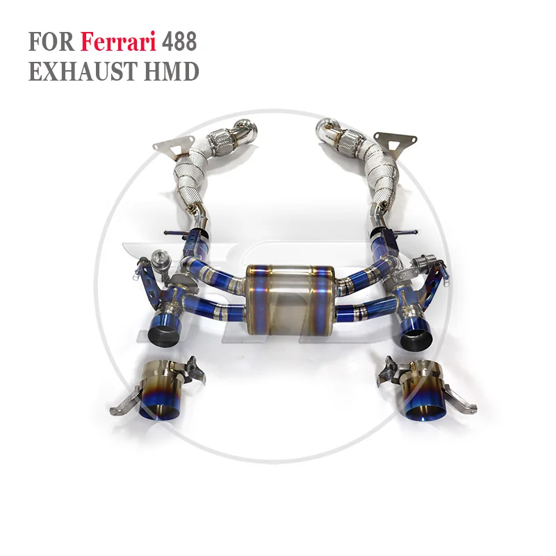 HMD Titanium Exhaust System Catback for Ferrari 488 Pista Spider GTB 3.9T Valve Muffler With Tips Catless Performance Downpipe